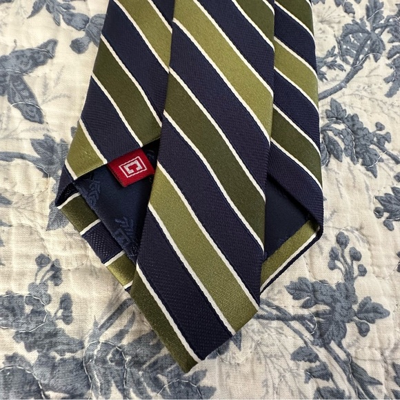 Chaps Ralph Lauren Tie Green & Navy Stripes Preppy Formal 58” x 3.5” - Picture 6 of 11